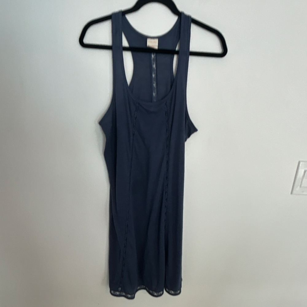 Jasmine & Ginger Women's Blue Racerback Lace Trim Scoop Neck Dress Tank Top Blu